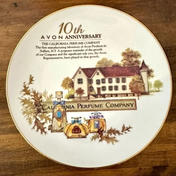 Avon Other - Avon 10th Anniversary California Perfume Company Commemorative Gold Lined Plate